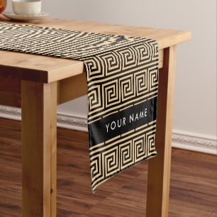Greek Meander Key Brown, Your Name, Personalise Short Table Runner
