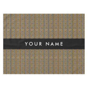 Greek Meander Key Brown, Your Name, Personalise Tablecloth
