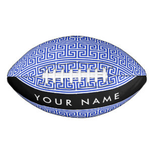 Greek Meander Key H Blue, Your Name, Personalise American Football