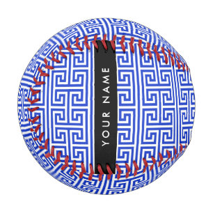 Greek Meander Key H Blue, Your Name, Personalise Baseball