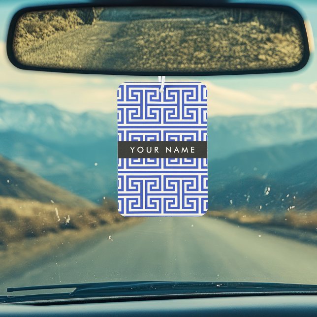 Greek Meander Key H Blue, Your Name, Personalise Car Air Freshener (Creator Uploaded)