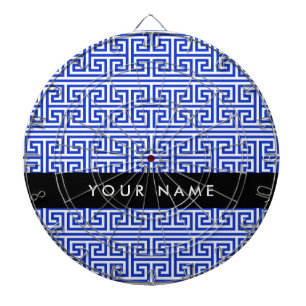 Greek Meander Key H Blue, Your Name, Personalise Dartboard
