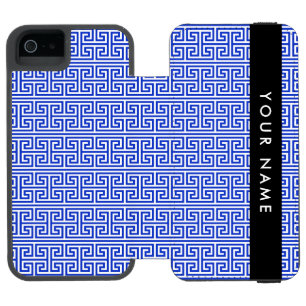Greek Meander Key H Blue, Your Name, Personalise Incipio Watson™ iPhone 5 Wallet Case