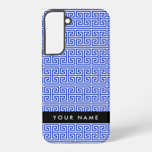 Greek Meander Key H Blue, Your Name, Personalise Samsung Galaxy Case