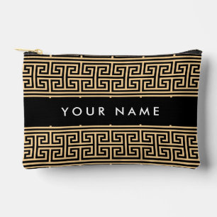 Greek Meander Key H Brown, Your Name, Personalise Accessory Pouch