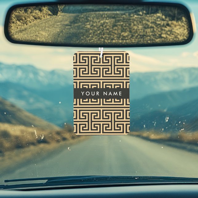 Greek Meander Key H Brown, Your Name, Personalise Car Air Freshener (Creator Uploaded)