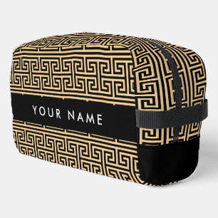 Greek Meander Key H Brown, Your Name, Personalise Dopp Kit