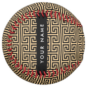 Greek Meander Key H Brown, Your Name, Personalise Softball