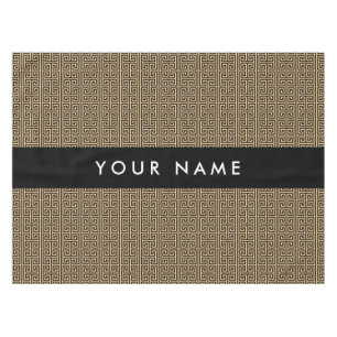 Greek Meander Key H Brown, Your Name, Personalise Tablecloth