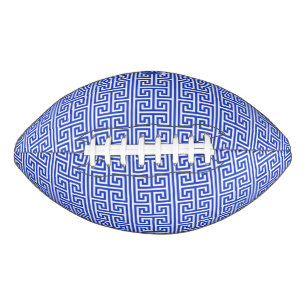 Greek Meander Key Square H Pattern Blue American Football