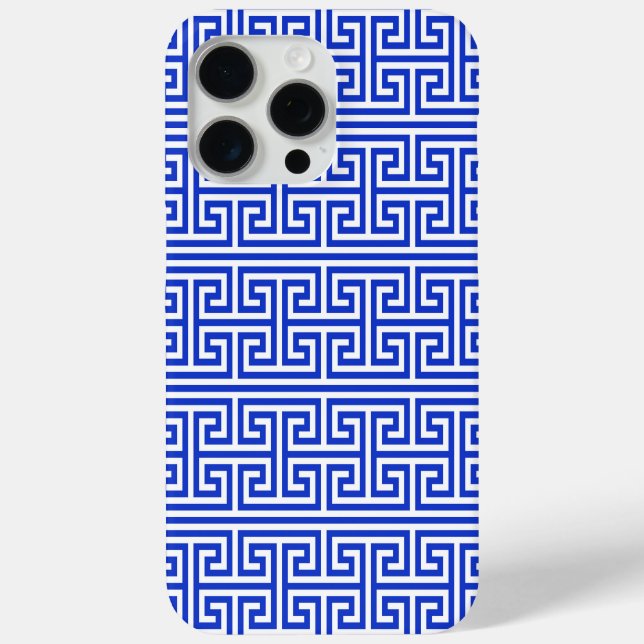 Greek Meander Key Square H Pattern Blue Case-Mate iPhone Case (Back)