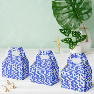 Greek Meander Key Square H Pattern Blue Favour Box