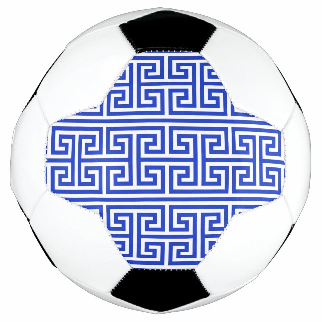 Greek Meander Key Square H Pattern Blue Football (Front)