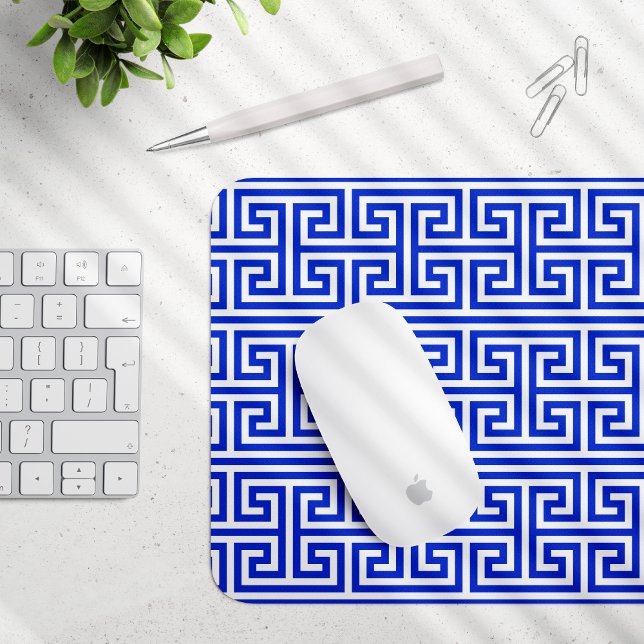 Greek Meander Key Square H Pattern Blue Mouse Mat (Creator Uploaded)