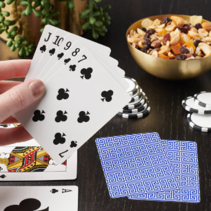 Greek Meander Key Square H Pattern Blue Playing Cards