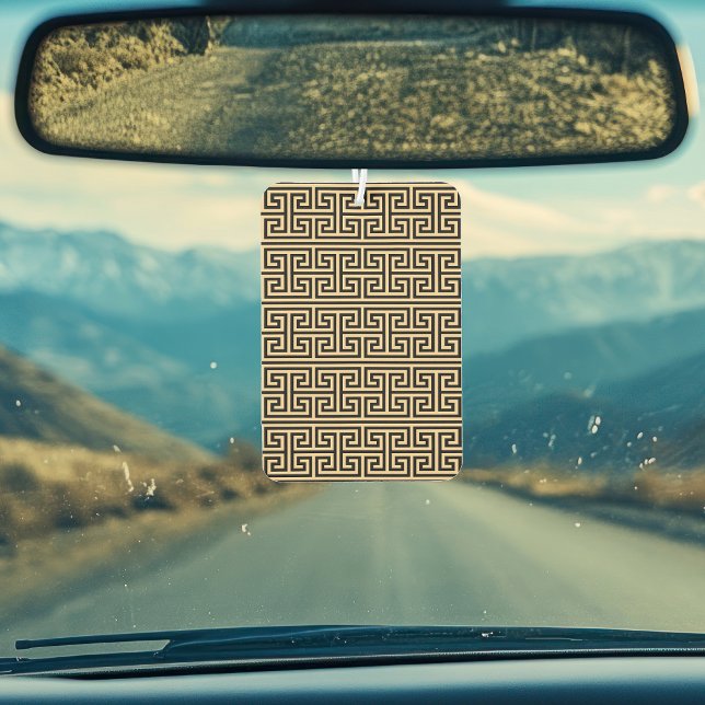 Greek Meander Key Square H Pattern Brown Car Air Freshener (Creator Uploaded)