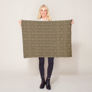 Greek Meander Key Square H Pattern Brown Fleece Blanket