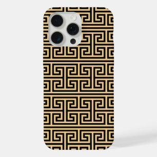 Greek Meander Key Square H Pattern Brown iPhone 15 Pro Max Case