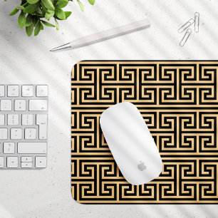 Greek Meander Key Square H Pattern Brown Mouse Mat