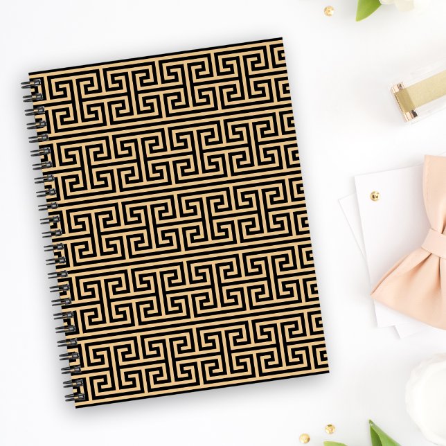 Greek Meander Key Square H Pattern Brown Notebook (Creator Uploaded)