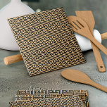 Greek Meander Key Square H Pattern Brown Tile<br><div class="desc">Elegant,  stylish and sophisticated Greek pattern in brown and black colour. Modern and trendy gift,  perfect for the Mediterranean lover in your life.</div>