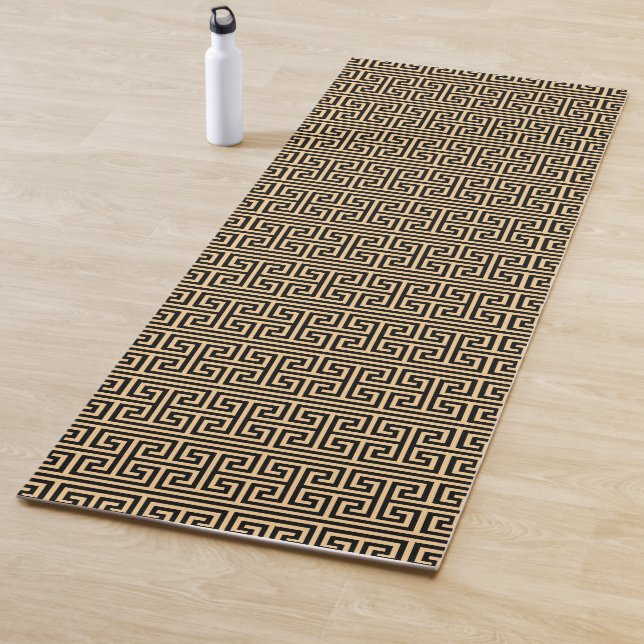 Greek Meander Key Square H Pattern Brown Yoga Mat (In Situ)