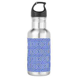 Greek Meander Key Squares Pattern Blue 532 Ml Water Bottle