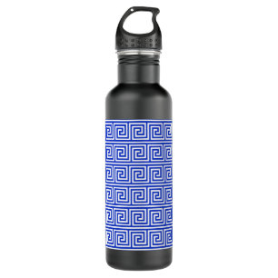 Greek Meander Key Squares Pattern Blue 710 Ml Water Bottle