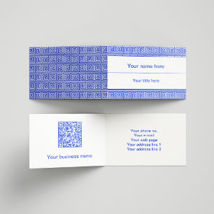 Greek Meander Key Squares Pattern Blue Business Card