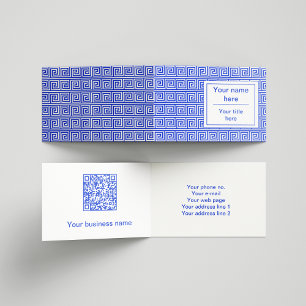 Greek Meander Key Squares Pattern Blue Business Card