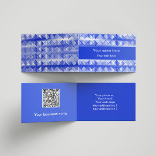 Greek Meander Key Squares Pattern Blue Business Card