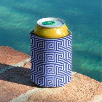Greek Meander Key Squares Pattern Blue