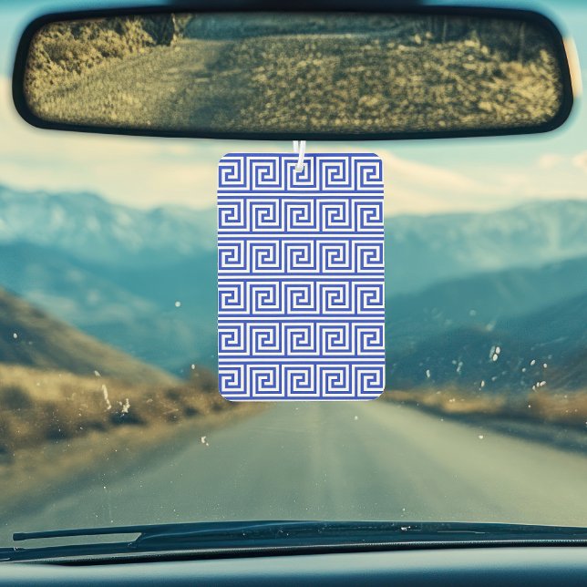 Greek Meander Key Squares Pattern Blue Car Air Freshener (Creator Uploaded)