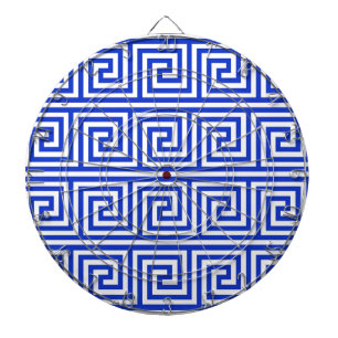 Greek Meander Key Squares Pattern Blue Dartboard
