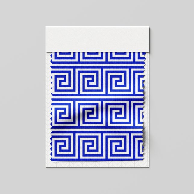 Greek Meander Key Squares Pattern Blue Fabric (Creator Uploaded)