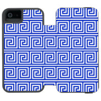 Greek Meander Key Squares Pattern Blue