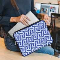 Greek Meander Key Squares Pattern Blue