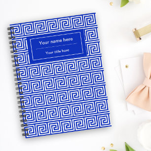 Greek Meander Key Squares Pattern Blue Notebook