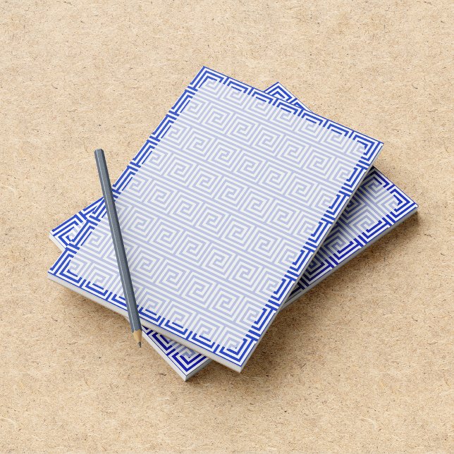 Greek Meander Key Squares Pattern Blue Notepad (Creator Uploaded)