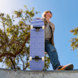 Greek Meander Key Squares Pattern Blue Skateboard<br><div class="desc">Elegant, stylish and sophisticated Greek pattern in blue and white colour. Modern and trendy gift, perfect for the Mediterranean lover in your life.</div>