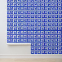 Greek Meander Key Squares Pattern Blue