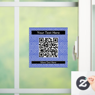 Greek Meander Key Squares Pattern Blue Window Cling