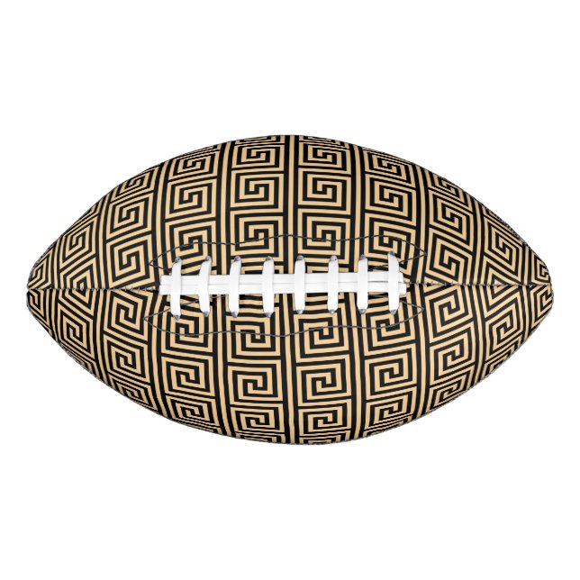 Greek Meander Key Squares Pattern Brown American Football (Front)