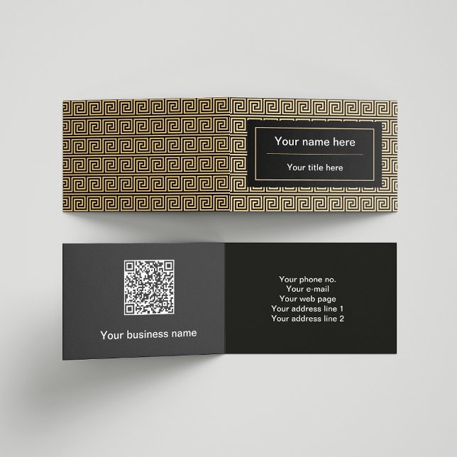 Greek Meander Key Squares Pattern Brown Business Card (Creator Uploaded)