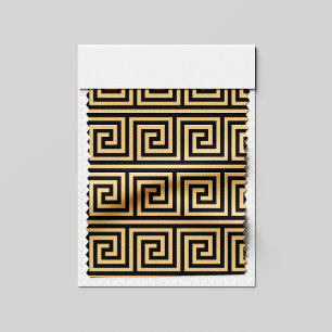 Greek Meander Key Squares Pattern Brown Fabric