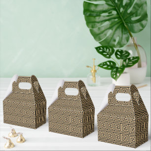 Greek Meander Key Squares Pattern Brown Favour Box