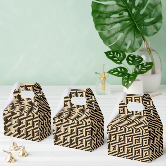 Greek Meander Key Squares Pattern Brown Favour Box (Multiple)