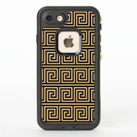 Greek Meander Key Squares Pattern Brown