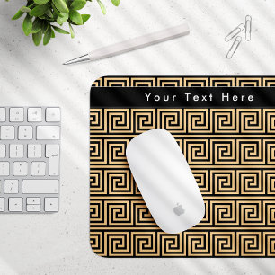 Greek Meander Key Squares Pattern Brown Mouse Mat