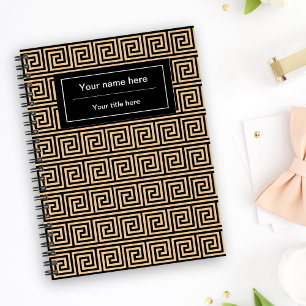 Greek Meander Key Squares Pattern Brown Notebook